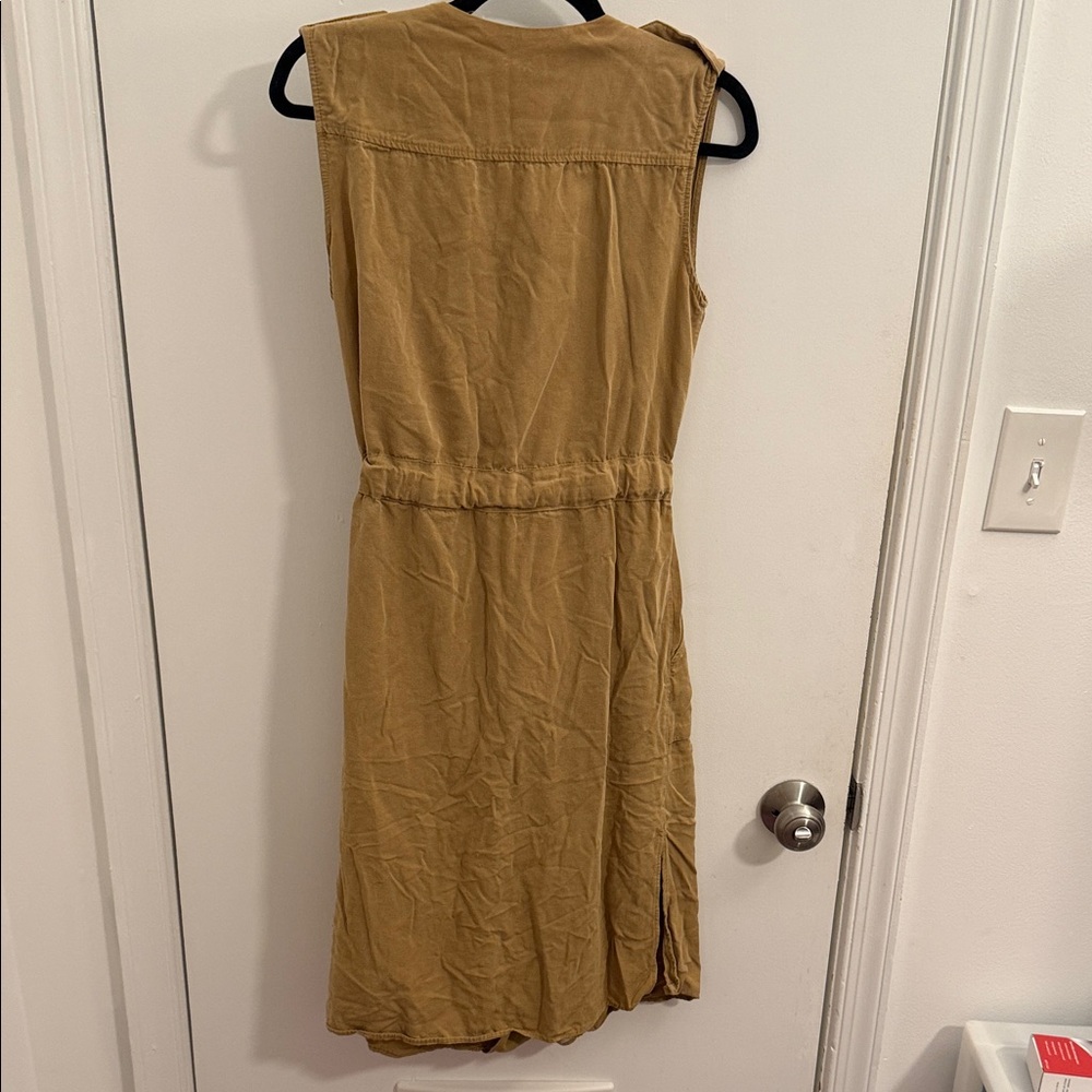 ZARA Sz Small Sleeveless Tan Button-Down Dress - Picture 7 of 7